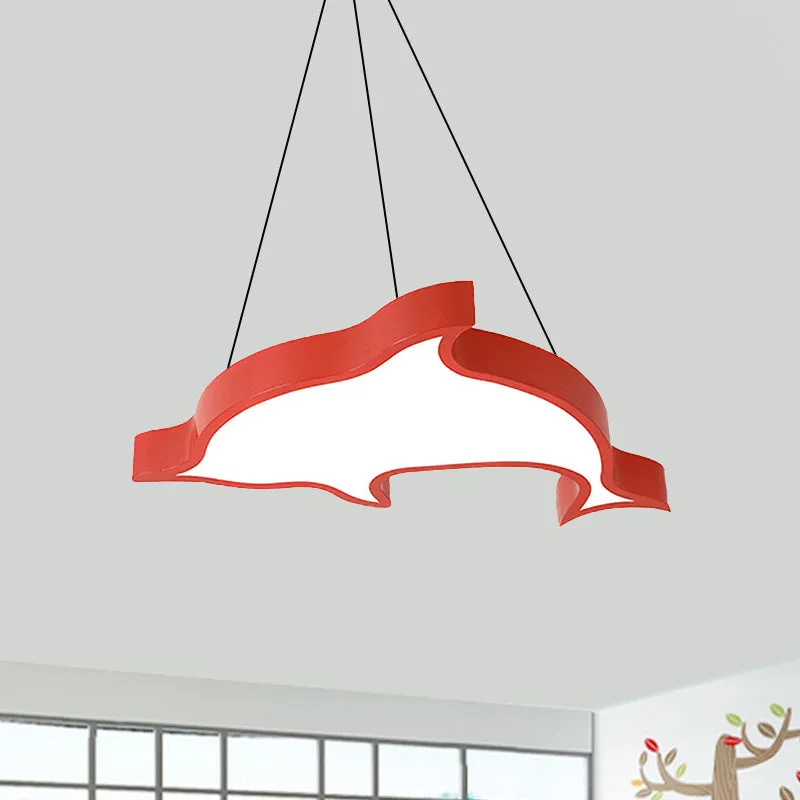 Cartoon dolfijn hanglamp acryl snoepkleurige LED-plafondhanger voor gang Clearhalo