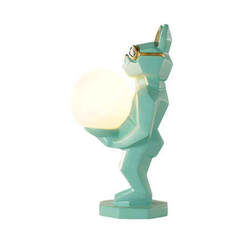 Cartoon Hond/Konijn/Eenhoorn Nachtlampje Hars LED Slaapkamer Tafellamp Roze/Zwart/Grijs met Globe Opaal Glazen Kap Clearhalo
