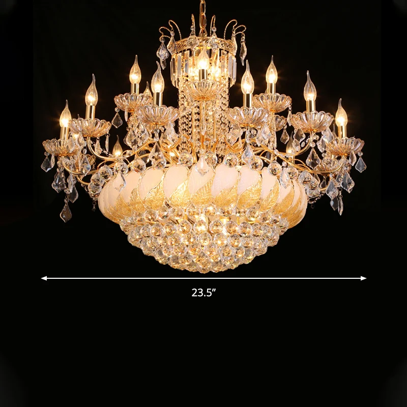Cascading Woonkamer Kroonluchter Lamp Kristallen Bol 14/20 Heads Hedendaagse Plafond Hanglamp, 23,5"/31,5" W Clearhalo