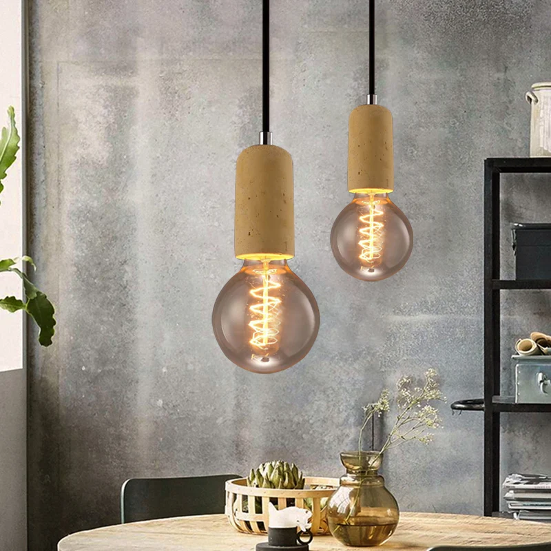 Cement Open Bulb Hanglamp 1 Licht Minimalistische Stijl Mini Hanglamp voor Café Restaurant Clearhalo