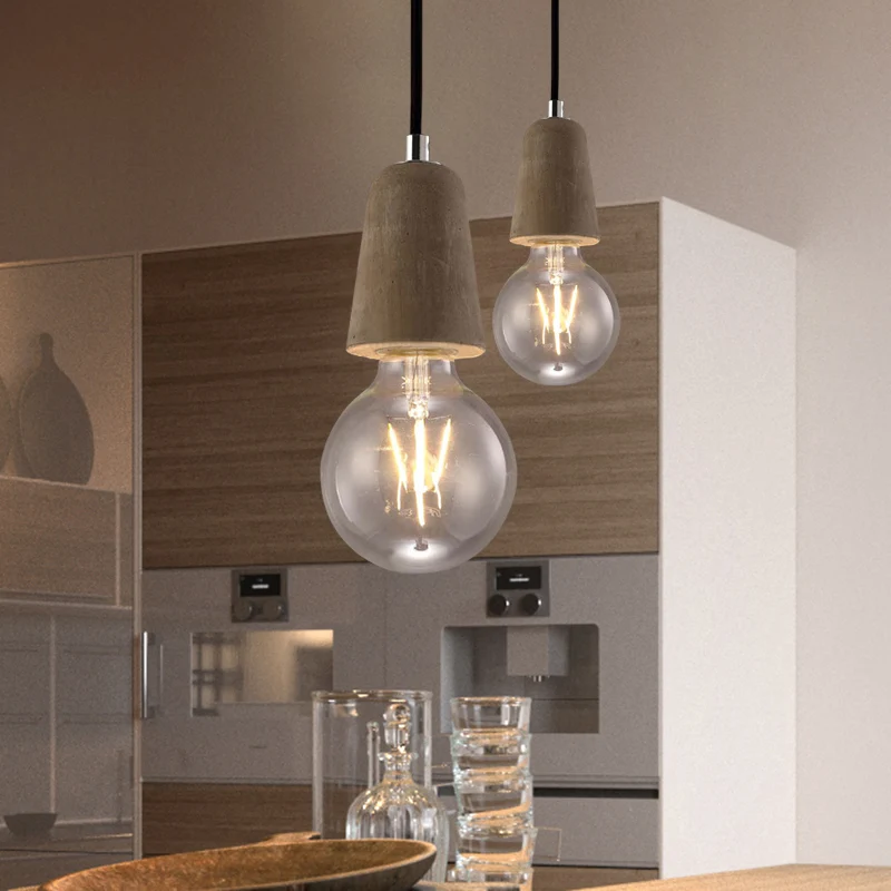 Cement Open Bulb Hanglamp 1 Licht Minimalistische Stijl Mini Hanglamp voor Café Restaurant Clearhalo