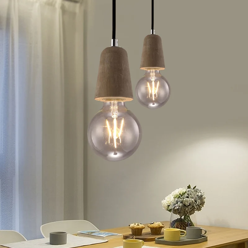 Cement Open Bulb Hanglamp 1 Licht Minimalistische Stijl Mini Hanglamp voor Café Restaurant Clearhalo