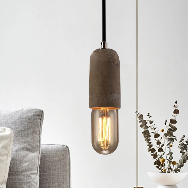 Cement Open Bulb Hanglamp 1 Licht Minimalistische Stijl Mini Hanglamp voor Café Restaurant Clearhalo