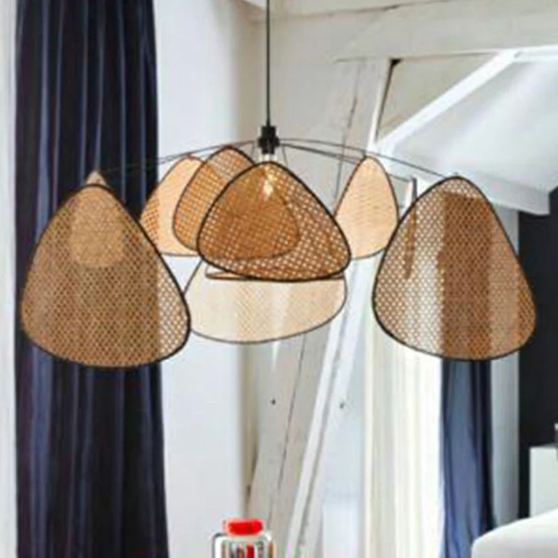 Chinese handgemaakte hangverlichting rotan 1 hoofd woonkamer hangende plafondlamp hout Clearhalo