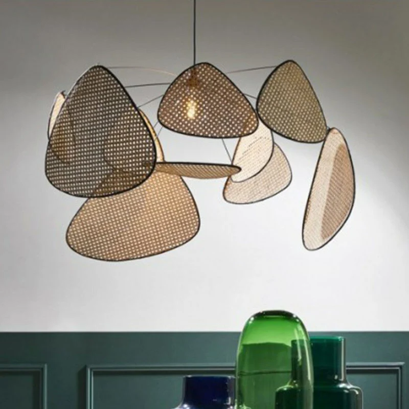 Chinese handgemaakte hangverlichting rotan 1 hoofd woonkamer hangende plafondlamp hout Clearhalo