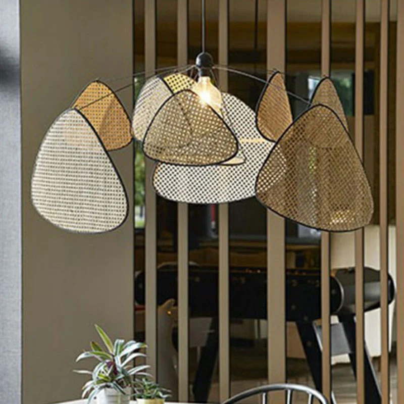 Chinese handgemaakte hangverlichting rotan 1 hoofd woonkamer hangende plafondlamp hout Clearhalo