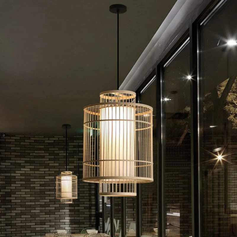 Chinese paleislantaarn hanglamp bamboe 1 kop studeerkamer plafondlamp Clearhalo