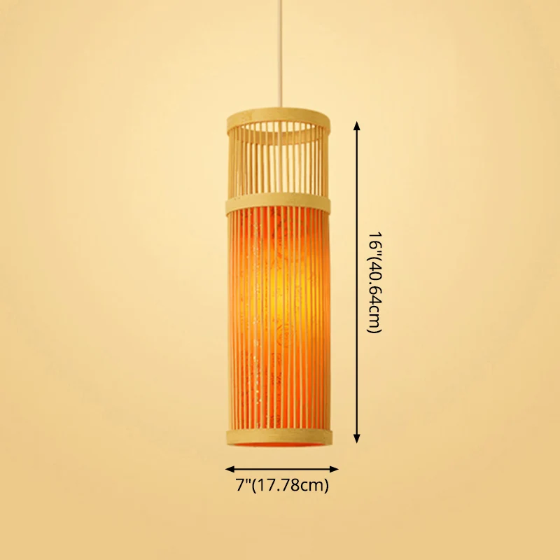 Chinoiserie geweven hangende lamp Bamboe enkele theesalon plafondlamp met lampenkap met print Clearhalo