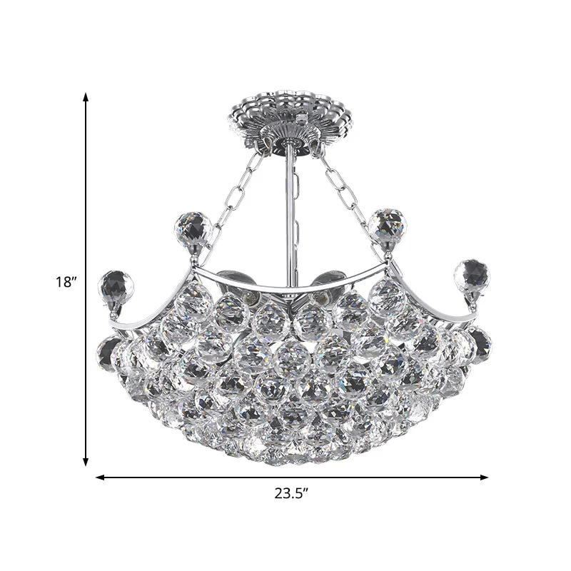 Chrome Dome kroonluchter licht eigentijds 12-lichts gefacetteerde kristallen bol plafondlamp voor eetkamer Clearhalo