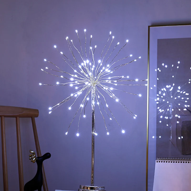 Chrome Paardebloem LED-nachtverlichting Art Deco Plastic Batterij Tafellamp voor slaapkamer Clearhalo