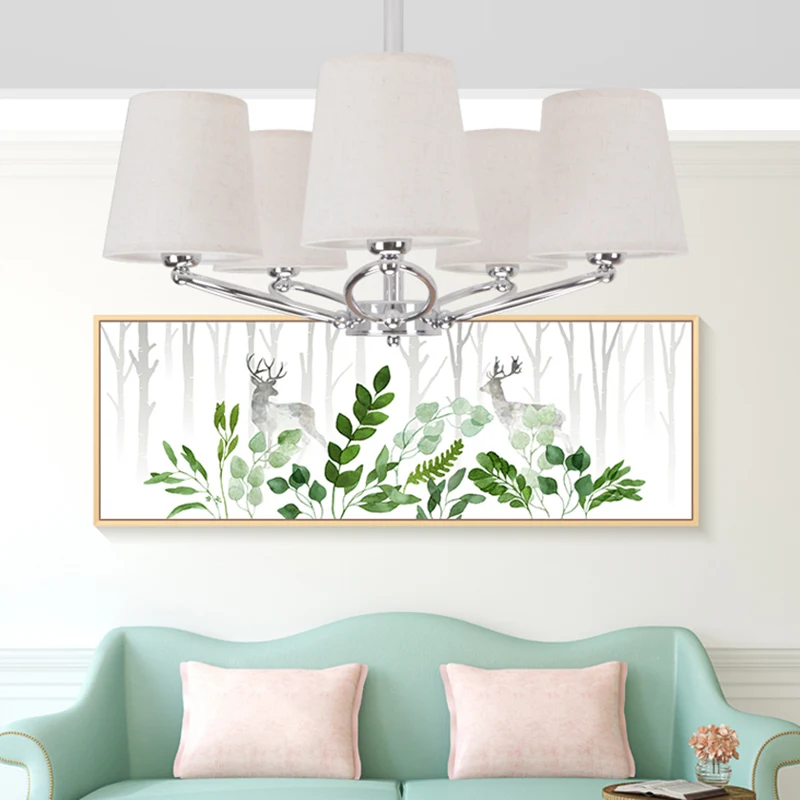 Chromen kroonluchterlamp modernisme 5-lichts stoffen hanglampset voor slaapkamer Clearhalo