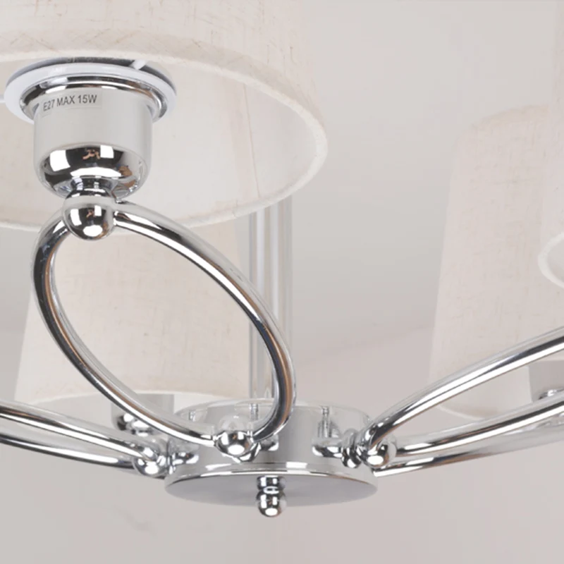 Chromen kroonluchterlamp modernisme 5-lichts stoffen hanglampset voor slaapkamer Clearhalo