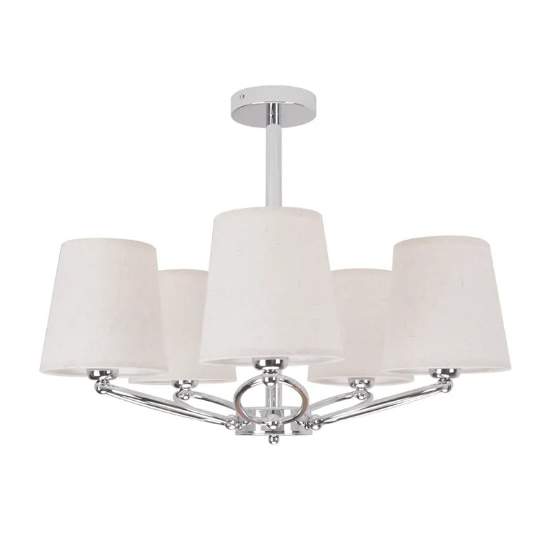 Chromen kroonluchterlamp modernisme 5-lichts stoffen hanglampset voor slaapkamer Clearhalo