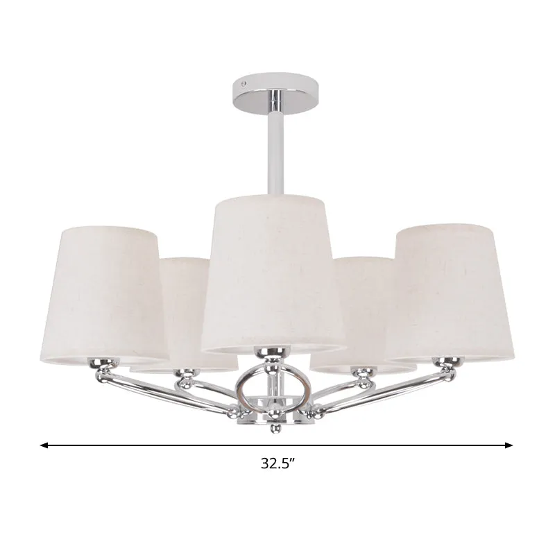 Chromen kroonluchterlamp modernisme 5-lichts stoffen hanglampset voor slaapkamer Clearhalo