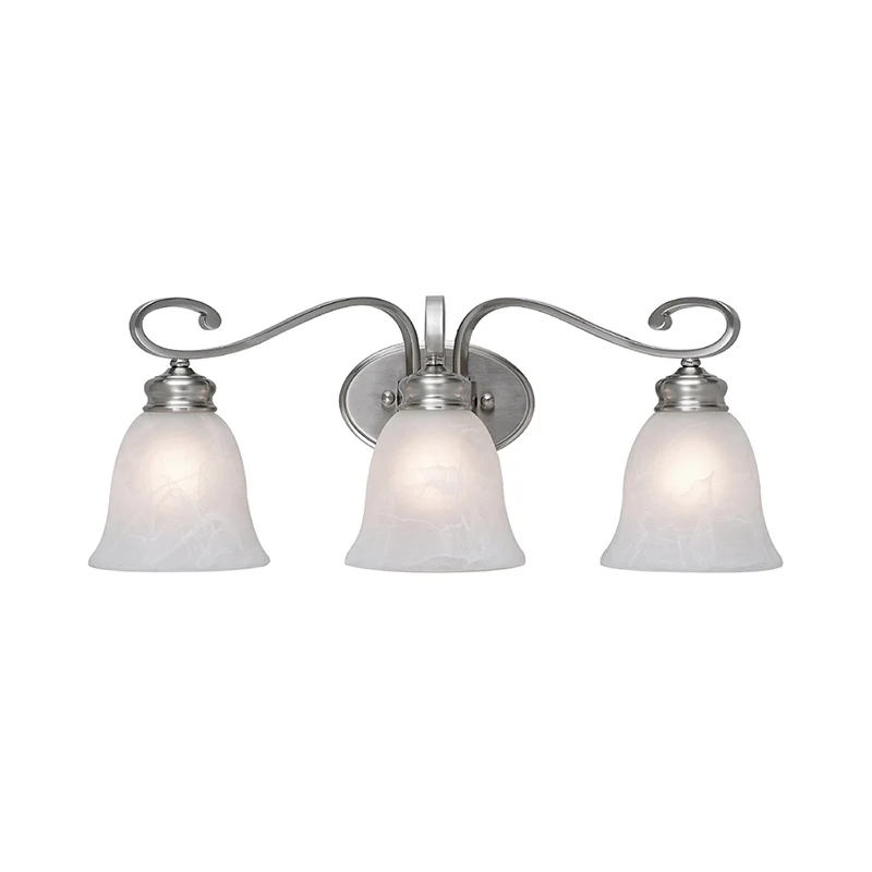 Chroom 3-lichts schanslicht Klassiek matglas bel ijdelheid verlichtingsarmatuur voor badkamer Clearhalo