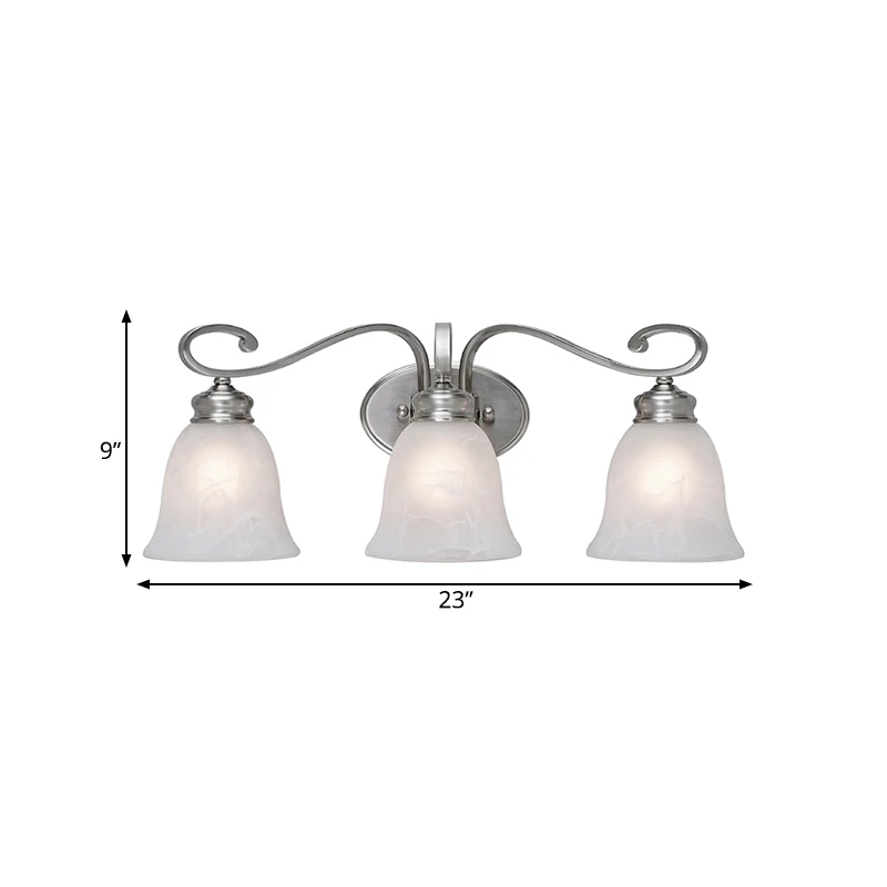 Chroom 3-lichts schanslicht Klassiek matglas bel ijdelheid verlichtingsarmatuur voor badkamer Clearhalo