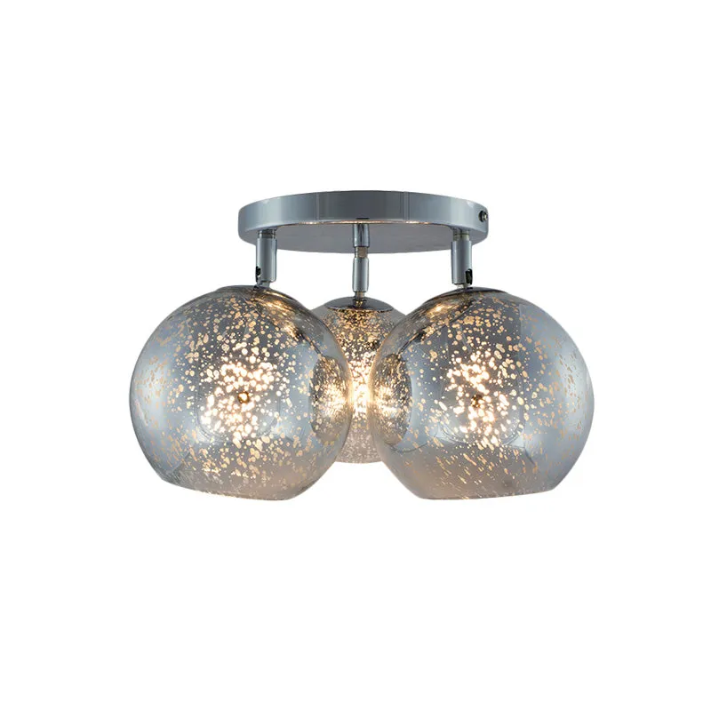 Chroom bolvormige semi-inbouwverlichting moderne 3-lampen wit mat/zilveren puntglas verzonken plafondlamp Clearhalo
