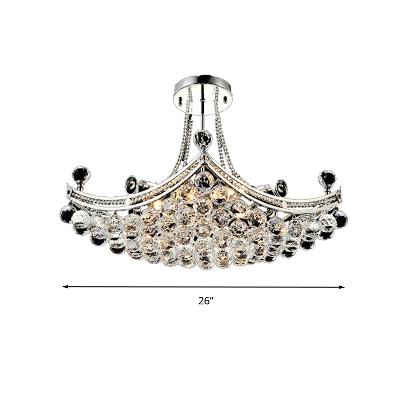 Chroom 6 lampen semi-inbouwlicht moderne kristallen bootvormige semi-inbouw plafondarmatuur Clearhalo