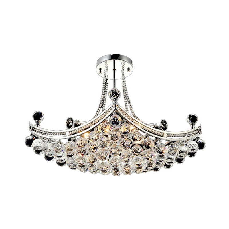 Chroom 6 lampen semi-inbouwlicht moderne kristallen bootvormige semi-inbouw plafondarmatuur Clearhalo