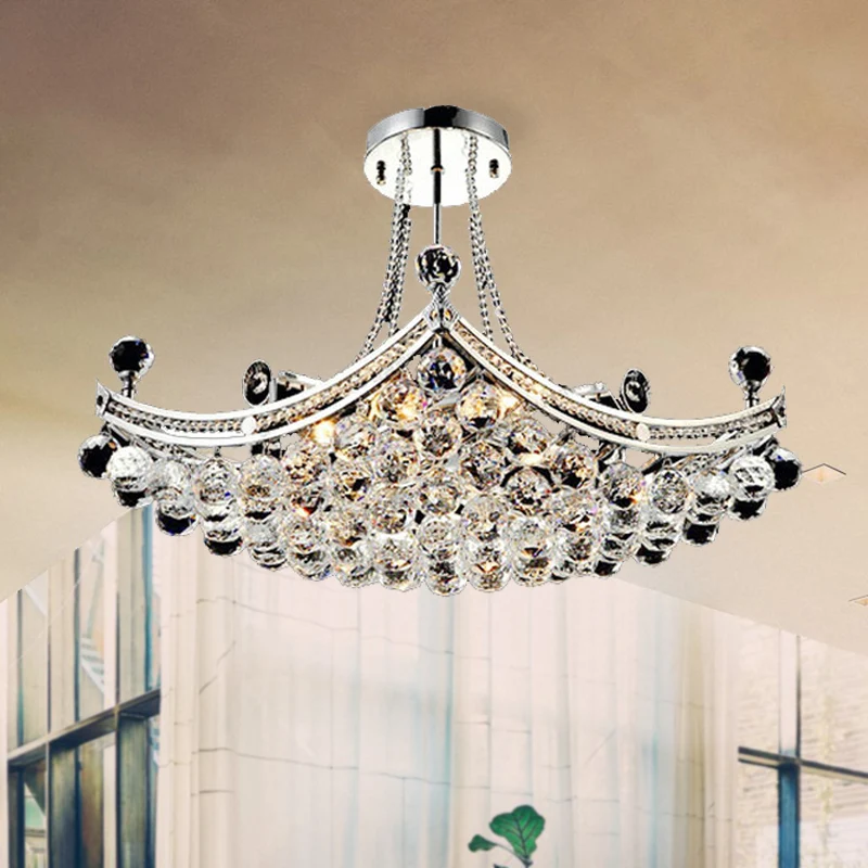 Chroom 6 lampen semi-inbouwlicht moderne kristallen bootvormige semi-inbouw plafondarmatuur Clearhalo