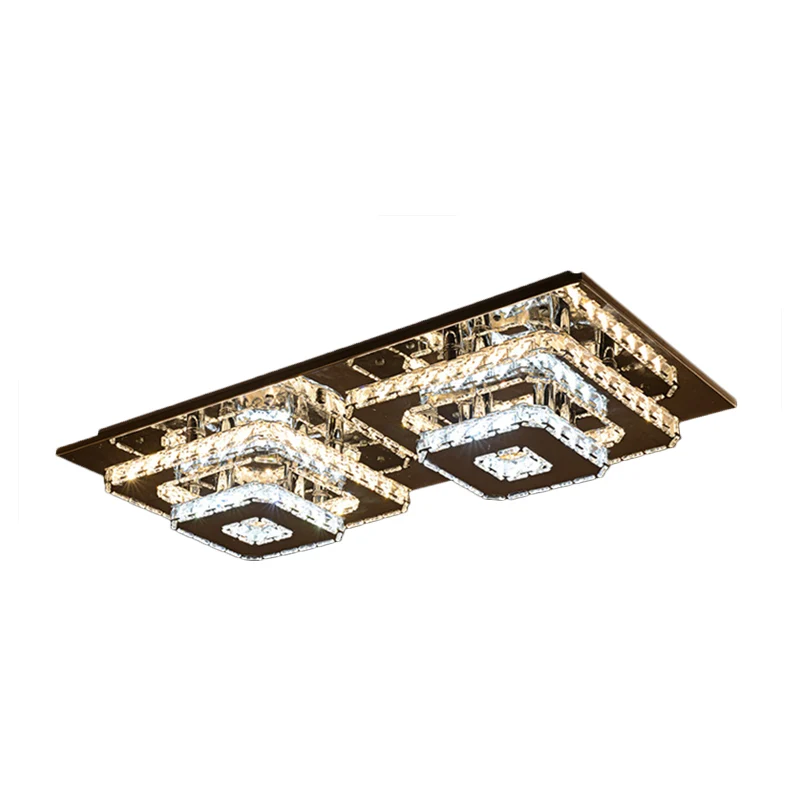 Chroom LED gelaagd vierkant plafondverzonken minimalistische kristallen blok inbouwlamp Clearhalo