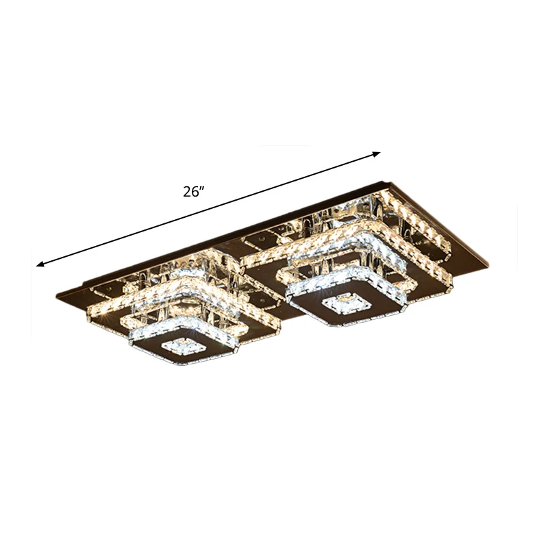 Chroom LED gelaagd vierkant plafondverzonken minimalistische kristallen blok inbouwlamp Clearhalo