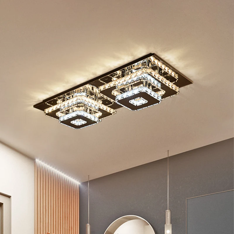 Chroom LED gelaagd vierkant plafondverzonken minimalistische kristallen blok inbouwlamp Clearhalo