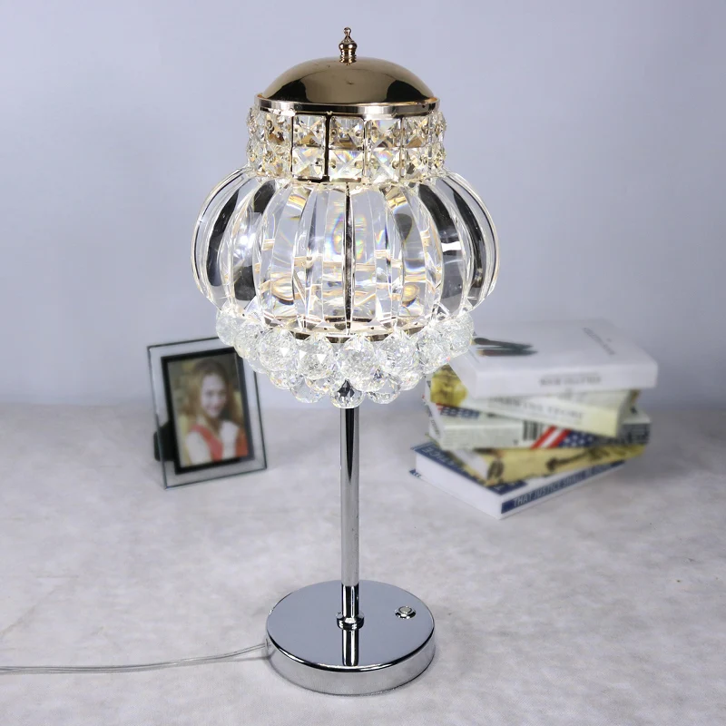 Chroom LED Night Night moderne stijl helder/champagne kristallen bol tafellamp met dimmerknop Clearhalo