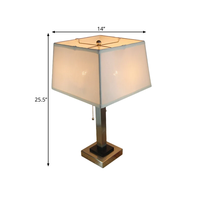 Chroom tafellamp met enkele lamp, vintage stoffen kubieke kooi-leeslamp met trekketting Clearhalo