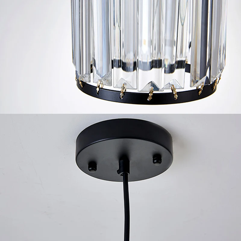 Cilinder eetkamer hanglamp met K9 kristal 1 lamp modernisme hangende plafondlamp zwart Clearhalo