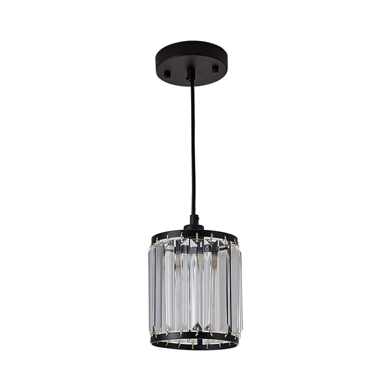 Cilinder eetkamer hanglamp met K9 kristal 1 lamp modernisme hangende plafondlamp zwart Clearhalo