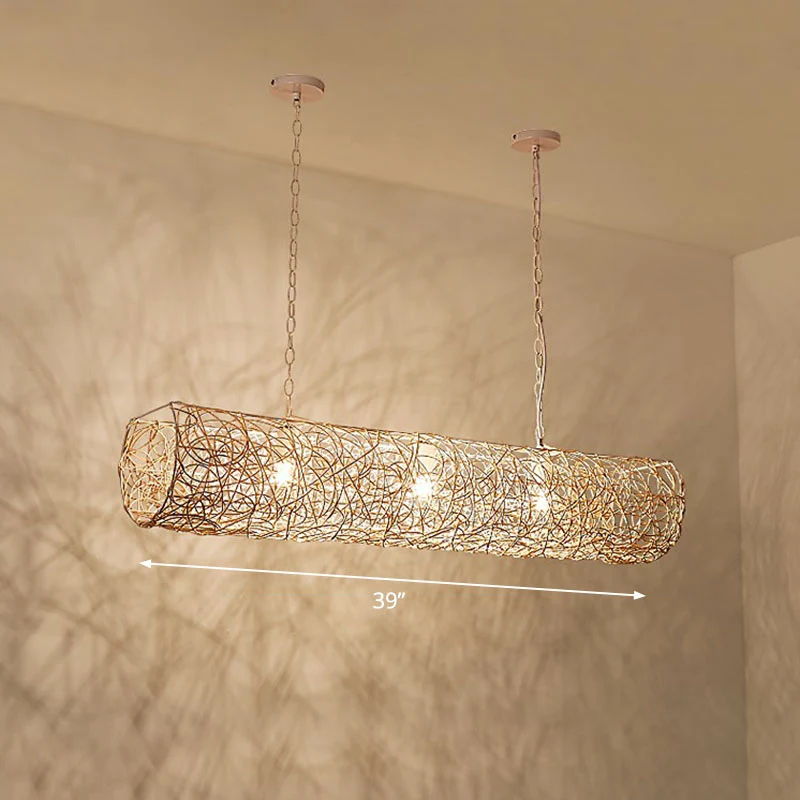 Cilinder eiland hanglamp Zuidoost-Azië rotan 3 lampen Tea Room plafondlamp Clearhalo