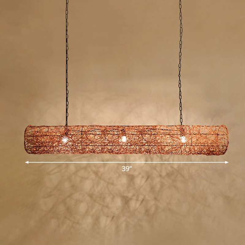 Cilinder eiland hanglamp Zuidoost-Azië rotan 3 lampen Tea Room plafondlamp Clearhalo