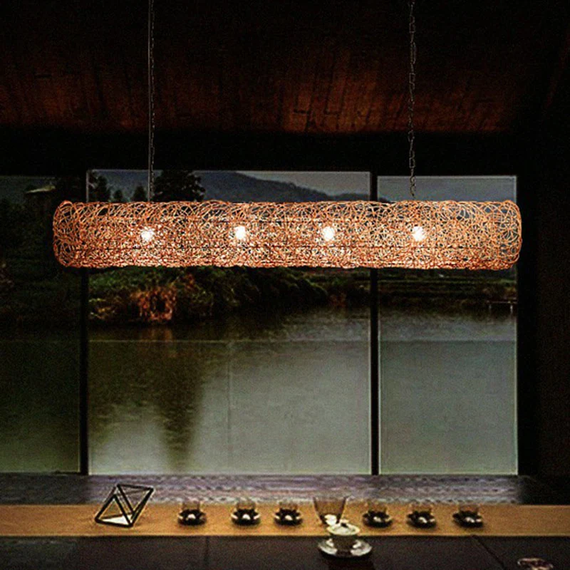 Cilinder eiland hanglamp Zuidoost-Azië rotan 3 lampen Tea Room plafondlamp Clearhalo