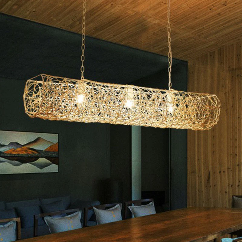 Cilinder eiland hanglamp Zuidoost-Azië rotan 3 lampen Tea Room plafondlamp Clearhalo