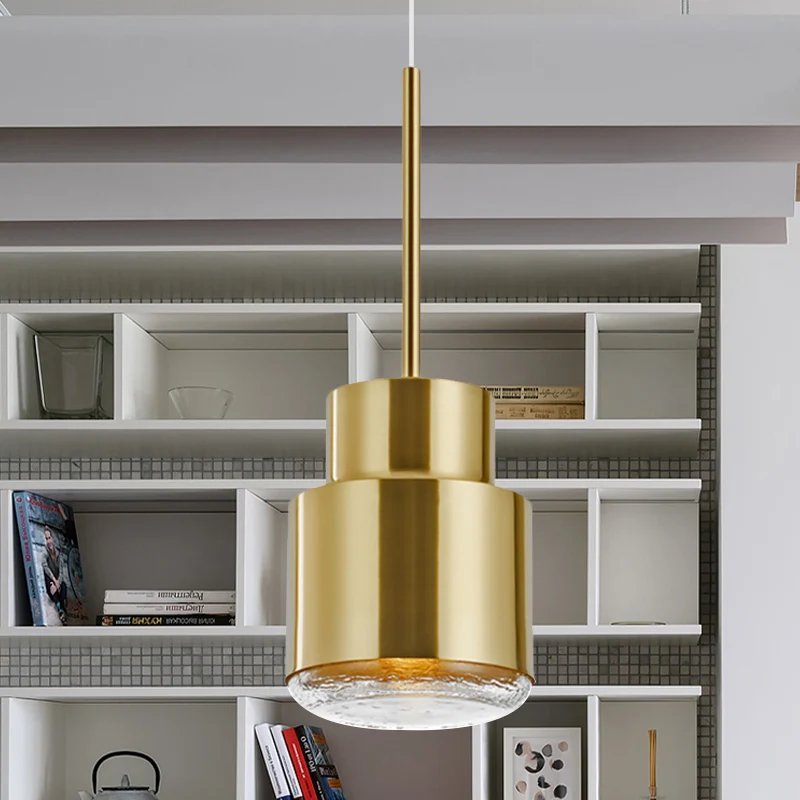 Cilinder hangende plafondlamp Post Modern ijzer 1 licht goud/brons hanglamp voor woonkamer Clearhalo