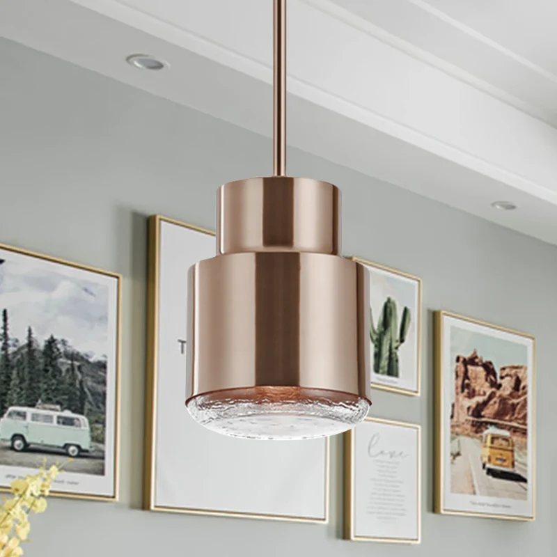 Cilinder hangende plafondlamp Post Modern ijzer 1 licht goud/brons hanglamp voor woonkamer Clearhalo