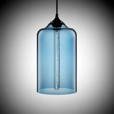 Cilinder Hanglamp Post Modern Glas 1 Licht Rood/Blauw/Helder Hanglamp Clearhalo