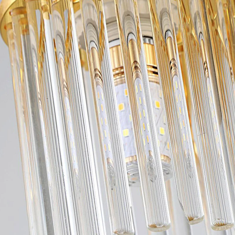 Cilinder Kristallen Staaf Plafondlamp Armatuur Postmodern 5/10/12 Hoofden Messing Semi Inbouwlamp Clearhalo