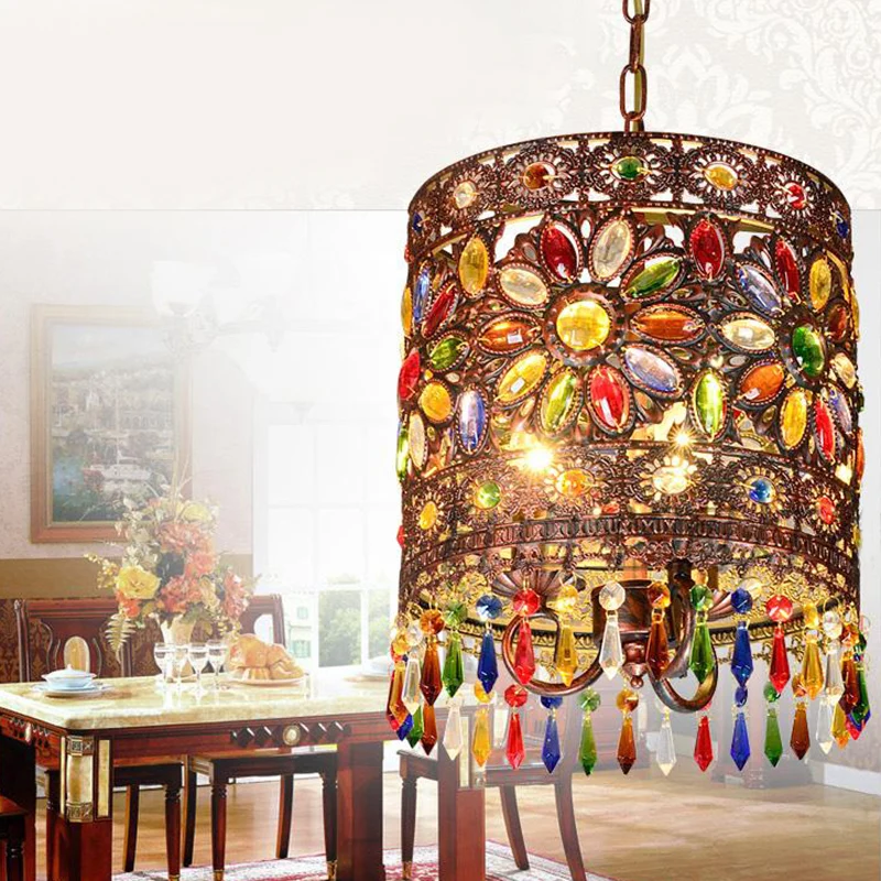 Cilinder metalen plafondophangarmatuur Boheemse 1-lichts eetkamer hanglamp koper Clearhalo