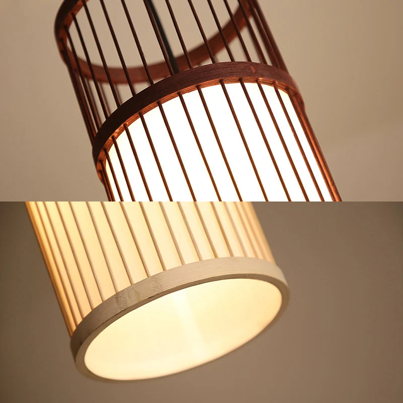 Cilinder Restaurant Ophangverlichting Bamboe 1 Kop Minimalistische Hangende Plafondlamp Clearhalo