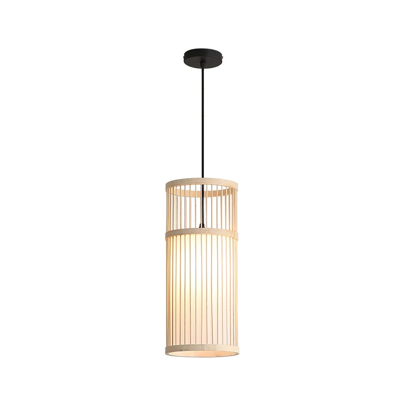 Cilinder Restaurant Ophangverlichting Bamboe 1 Kop Minimalistische Hangende Plafondlamp Clearhalo