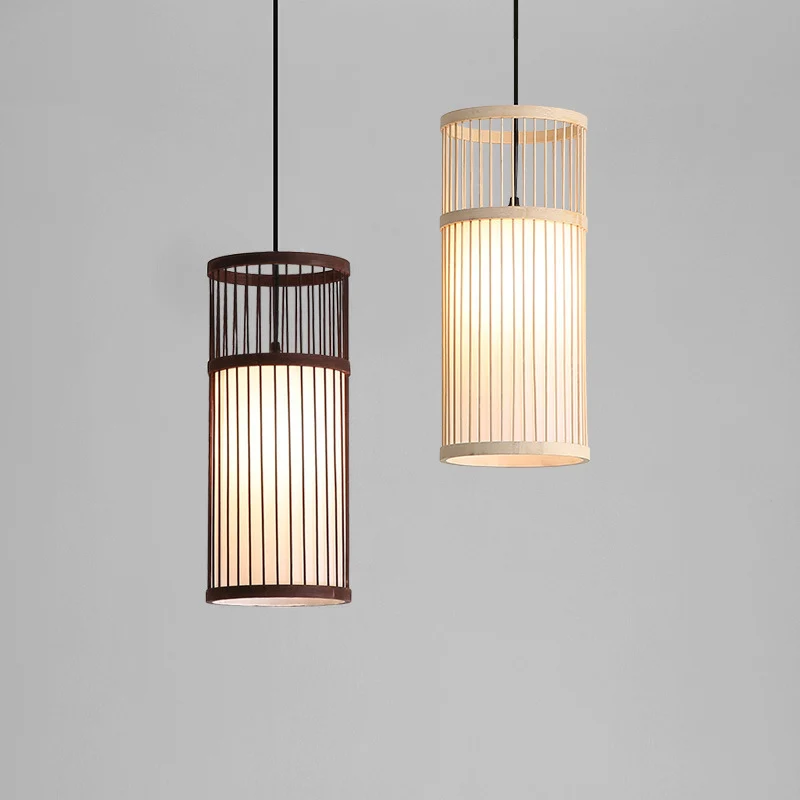 Cilinder Restaurant Ophangverlichting Bamboe 1 Kop Minimalistische Hangende Plafondlamp Clearhalo