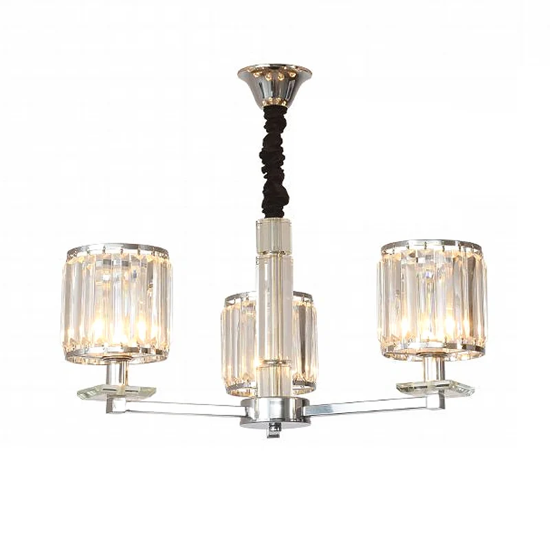 Cilinder Slaapkamer Kroonluchter Licht Kristal 3/6 Lichten Modern Hangend Lichtpunt Chroom Clearhalo
