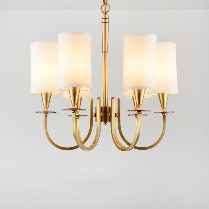 Cilinder stoffen kroonluchter licht minimalisme woonkamer hanglamp messing Clearhalo