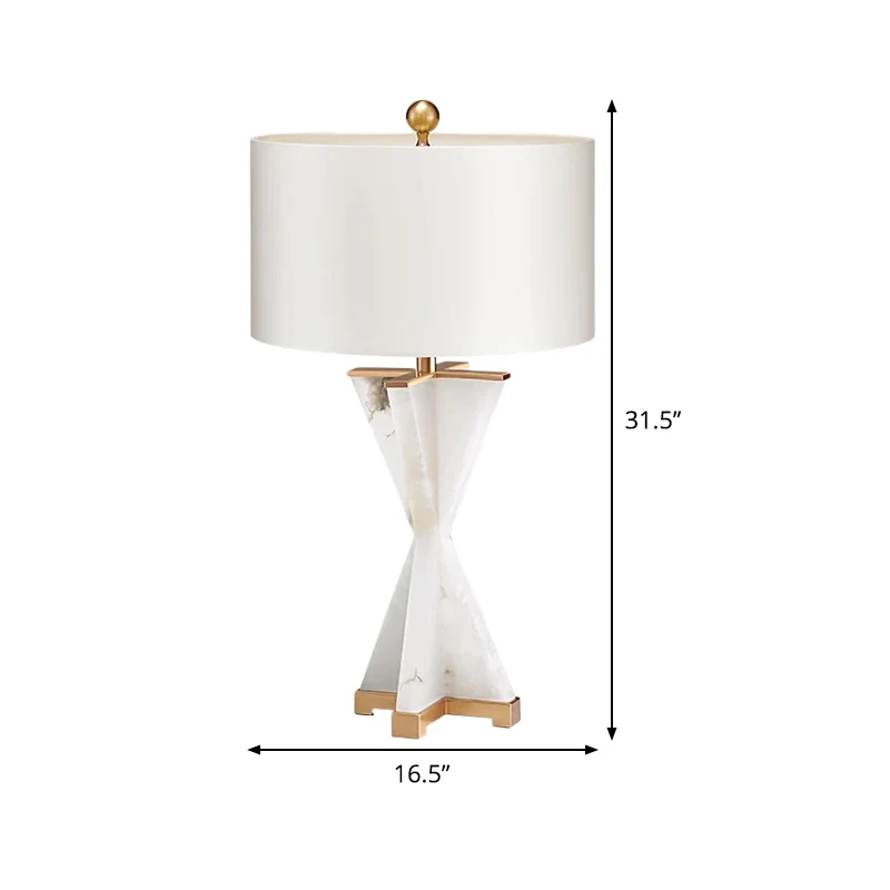 Cilinder Studielamp Modernisme Stof 16"/16,5" Breed 1 Lamp Wit Leeslamp voor Nachtkastje Clearhalo