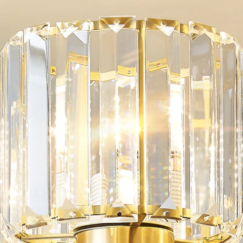 Cilinder Tri-Prisma Kristallen Kroonluchter Licht Eenvoud 3 Lampen Gouden Hanglamp Clearhalo