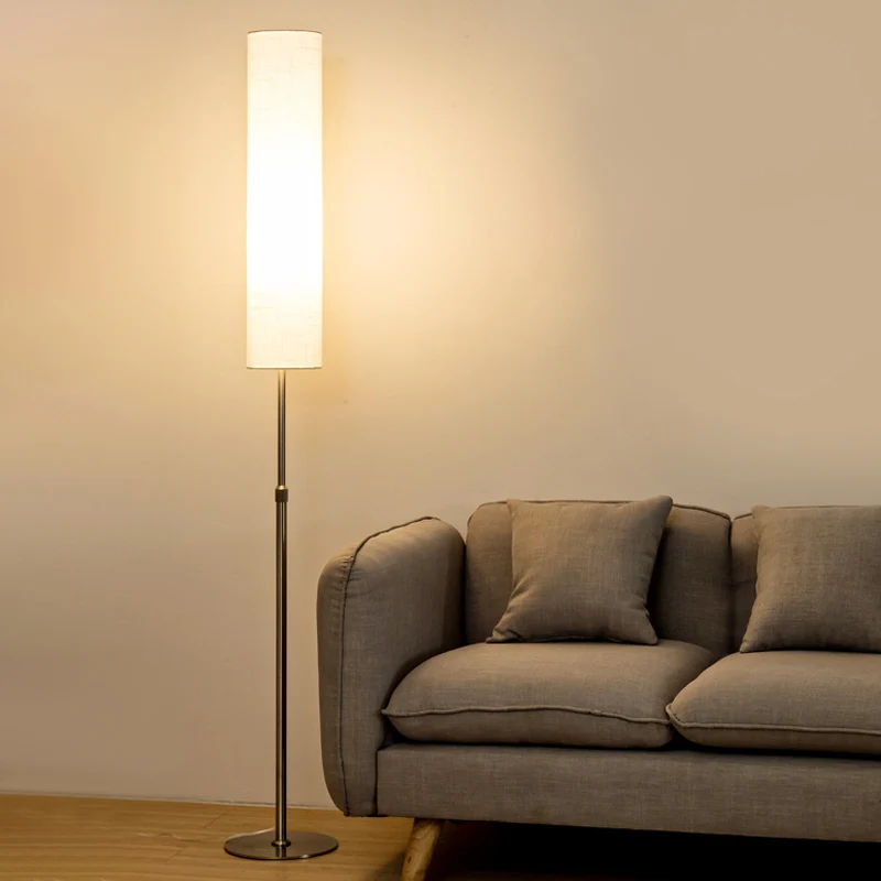 Cilinder woonkamer vloer leeslamp stof 1-lichts minimalistische vloerlamp wit Clearhalo