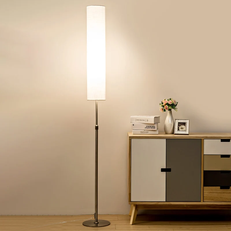 Cilinder woonkamer vloer leeslamp stof 1-lichts minimalistische vloerlamp wit Clearhalo