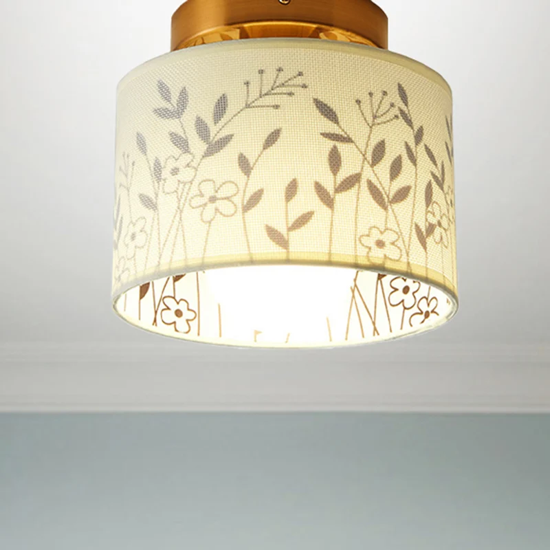 Cilinderinbouwarmatuur van stof met bloem-/hertpatroon Nordic 1-lamps inbouwplafondlamp voor foyer Clearhalo